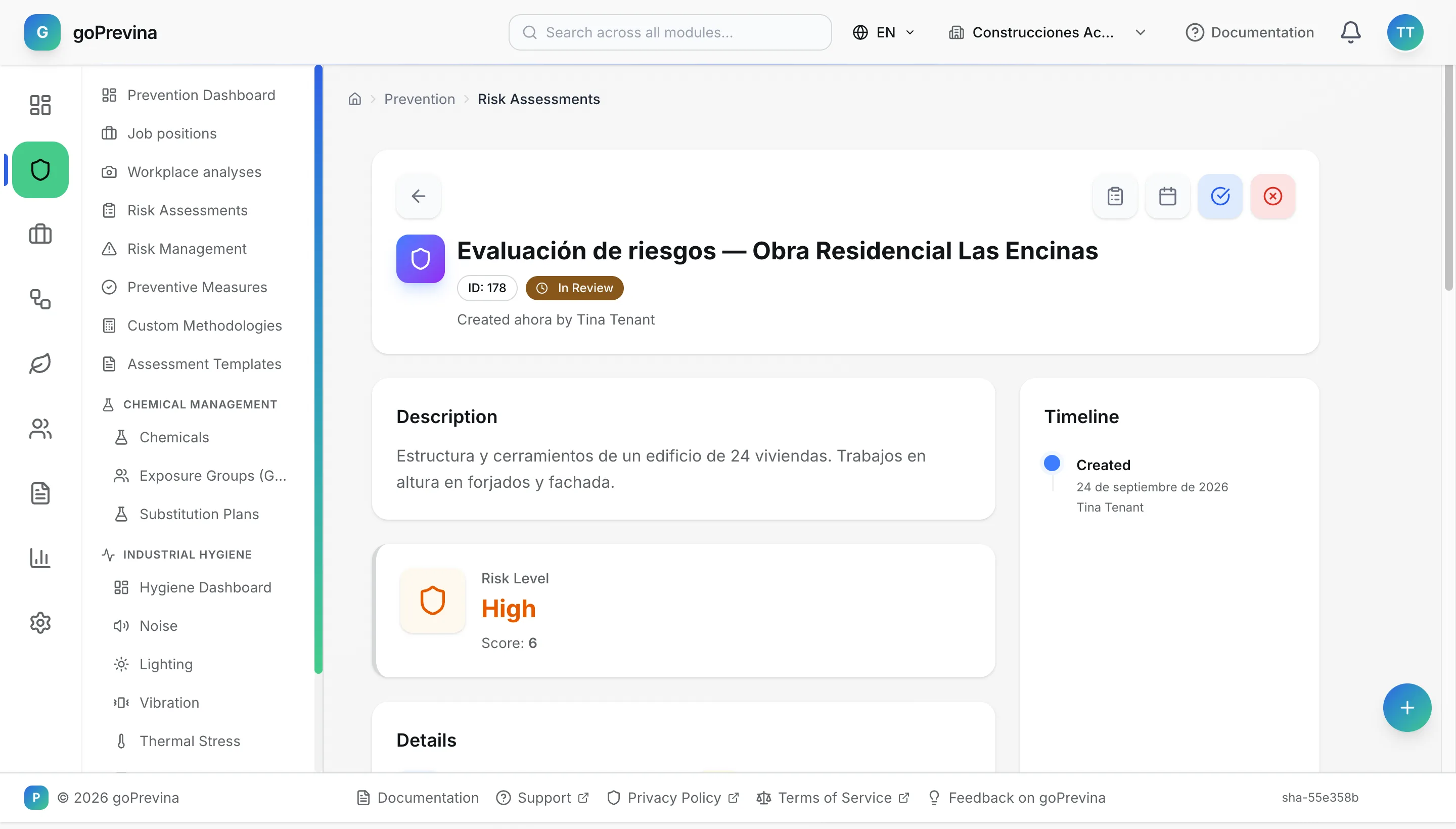 The site assessment in review, with the Approve and Reject buttons