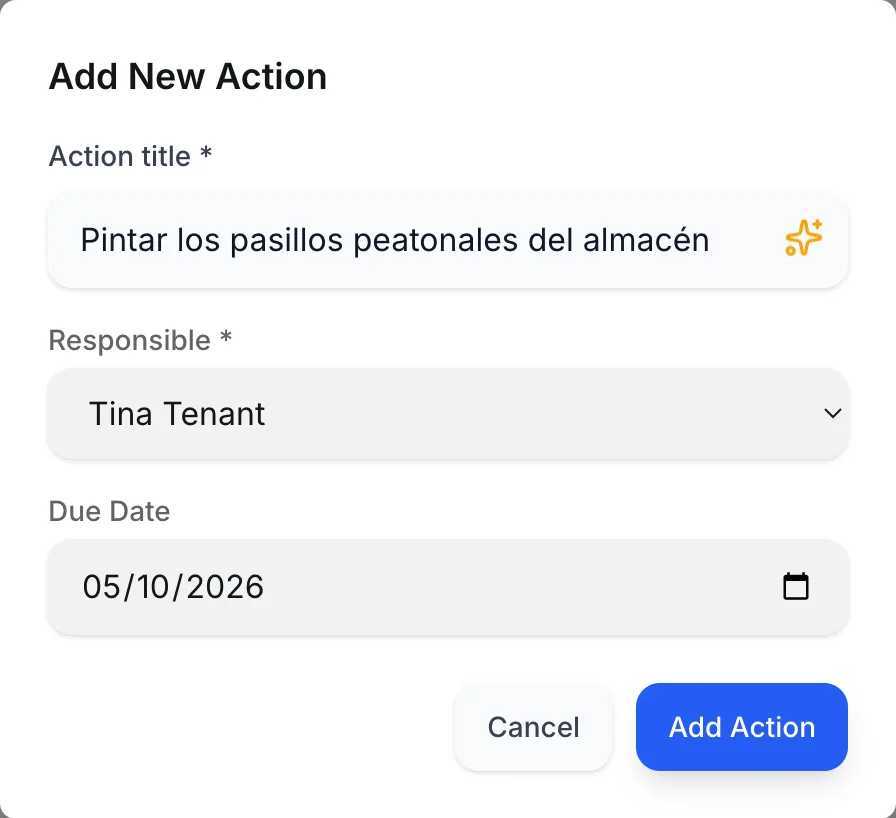 Add New Action dialog