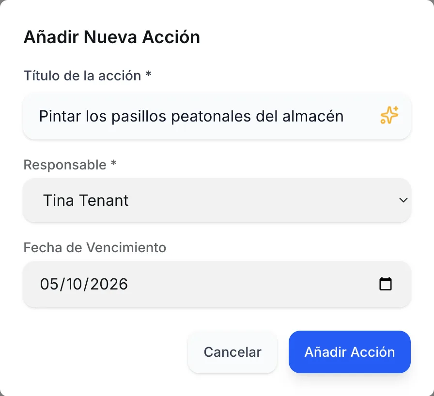 Diálogo Añadir Nueva Acción