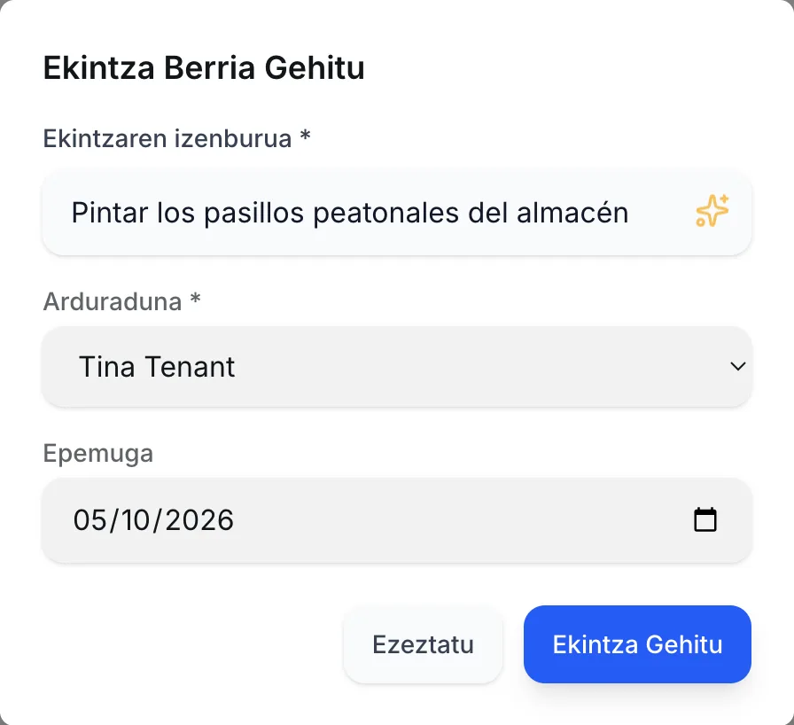 Ekintza Berria Gehitu elkarrizketa-koadroa