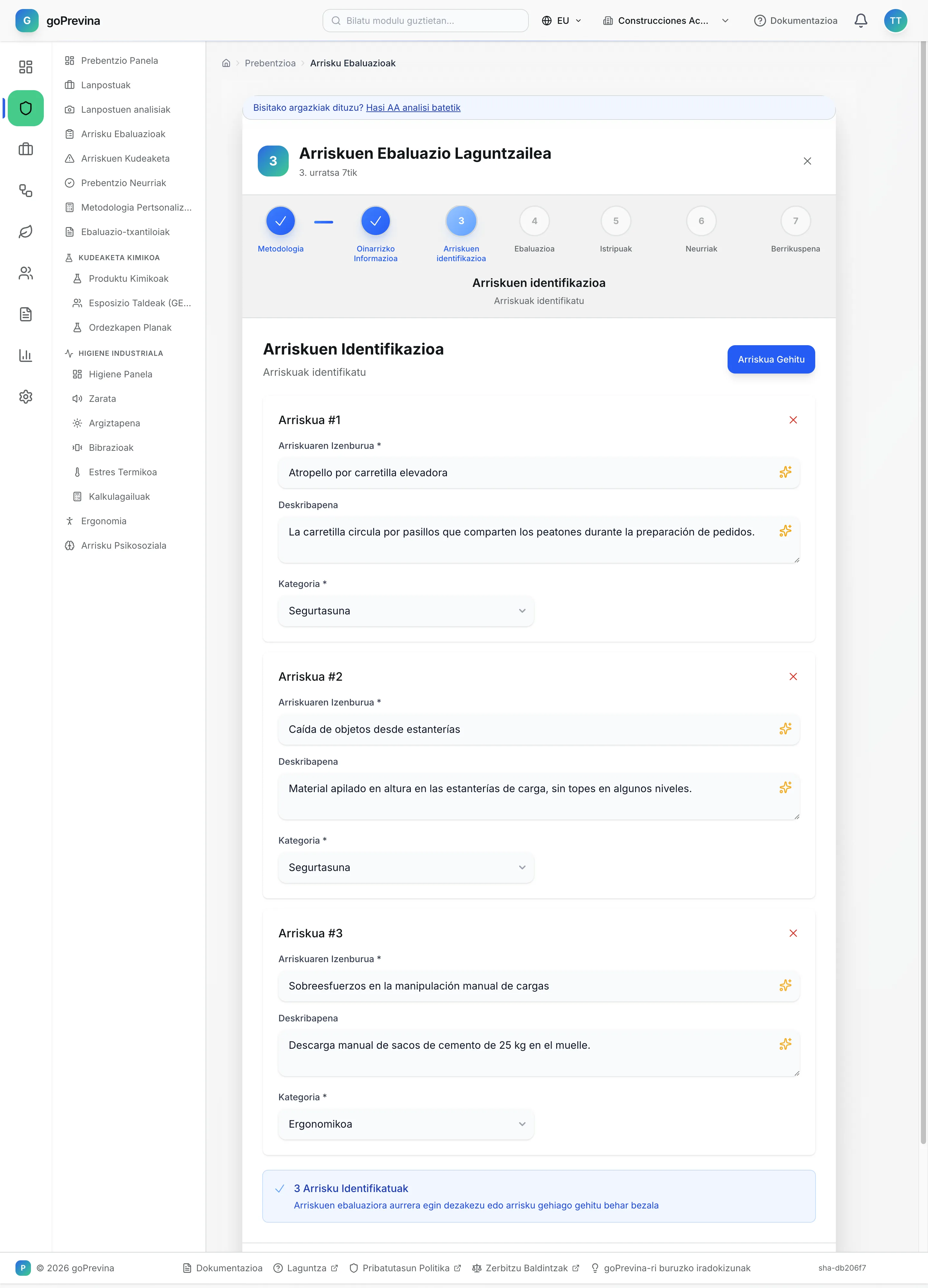 Identifikazio-urratsa, biltegiko hiru arriskurekin