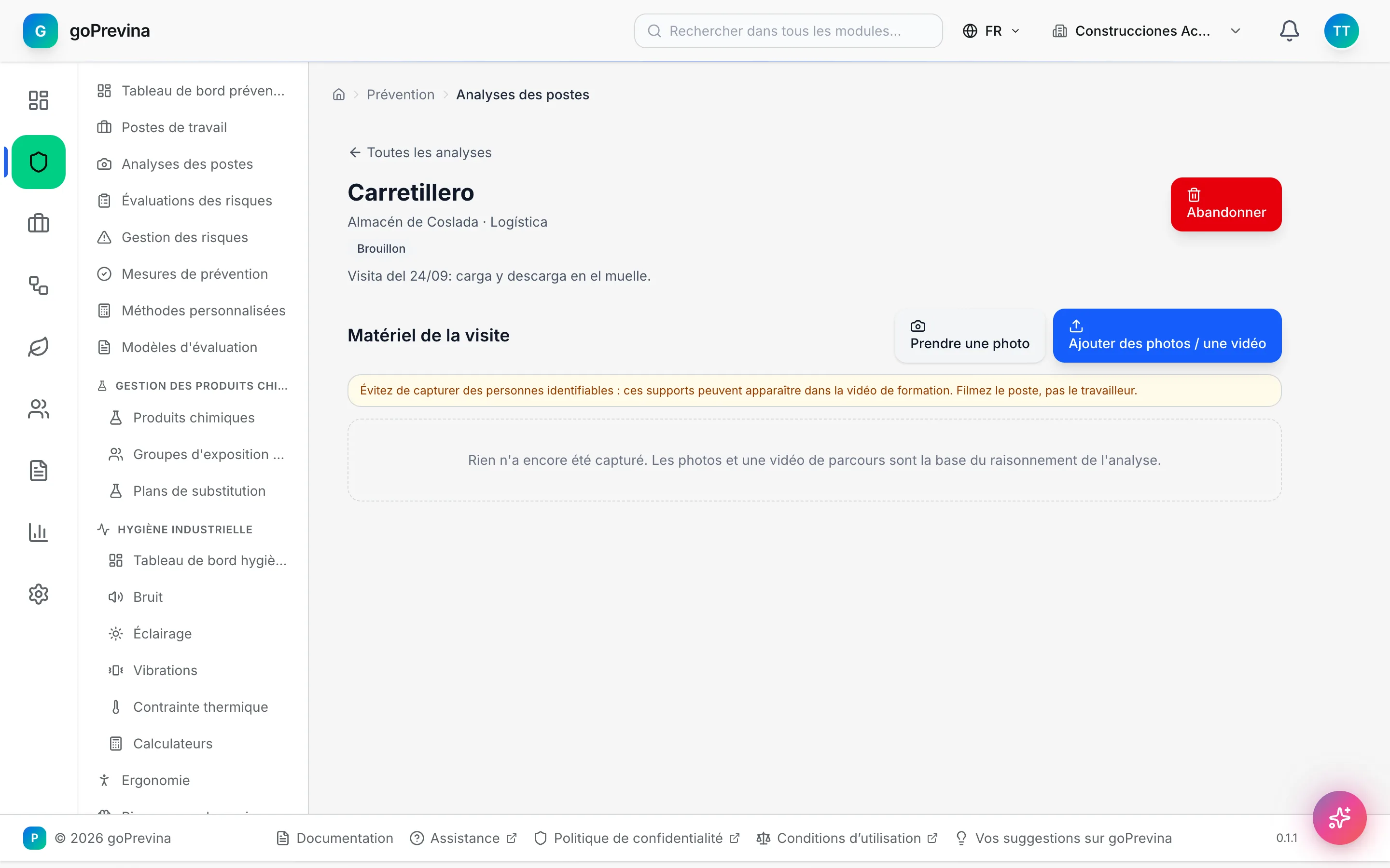 Analyse du poste de cariste, encore sans contenu