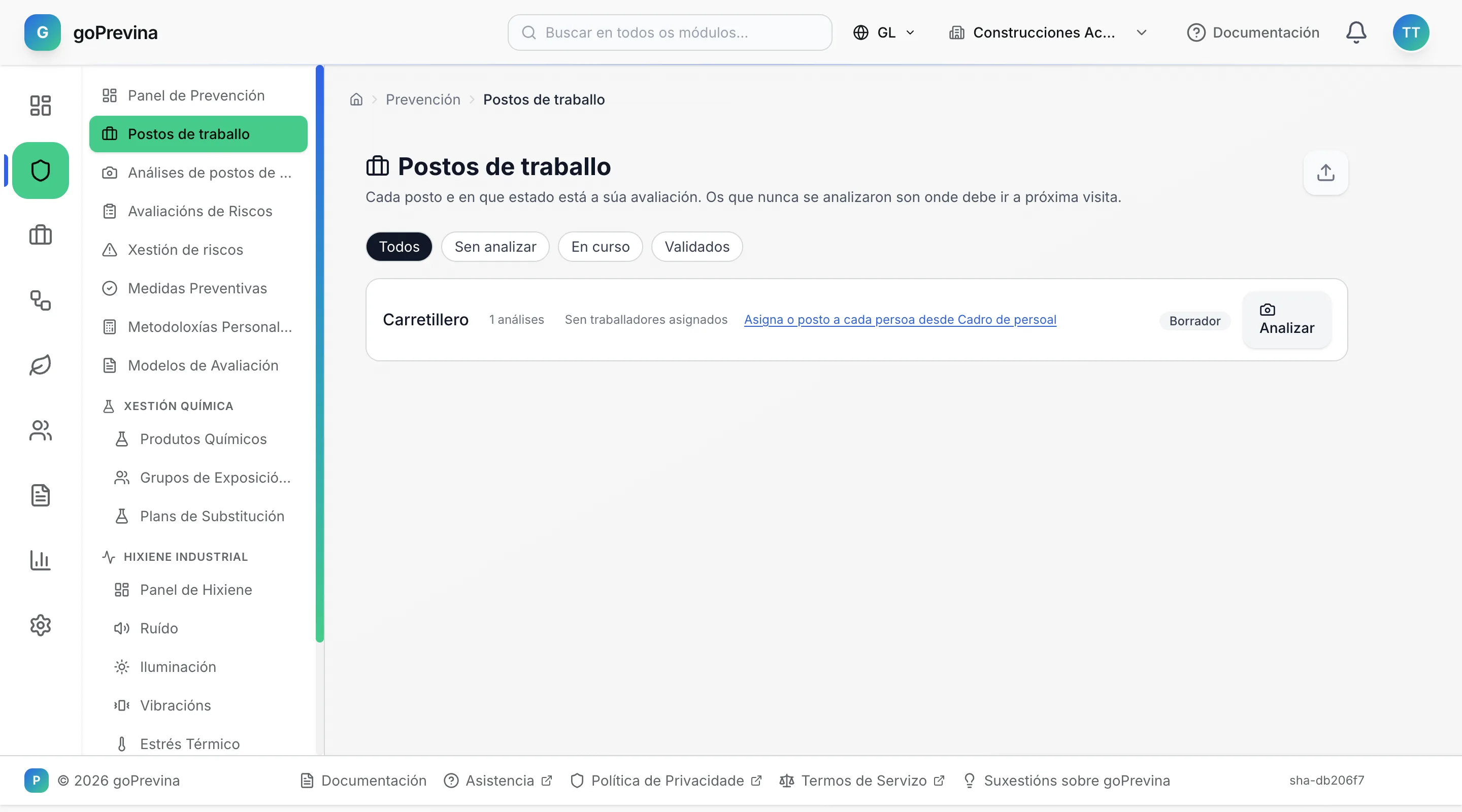 Catálogo de postos co posto de carretilleiro