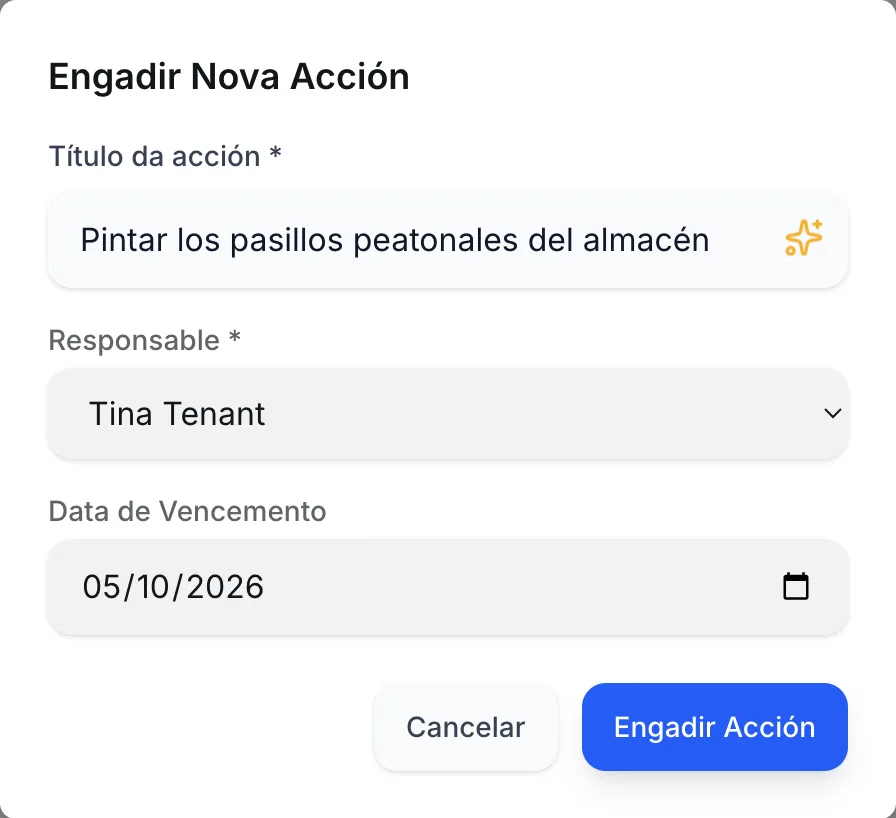 Diálogo Engadir Nova Acción